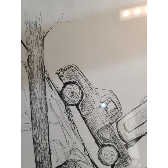 Jim Snook 1993 Truck stuck camper Signed Print 17"X11"  in frame - Picture 5 of 12